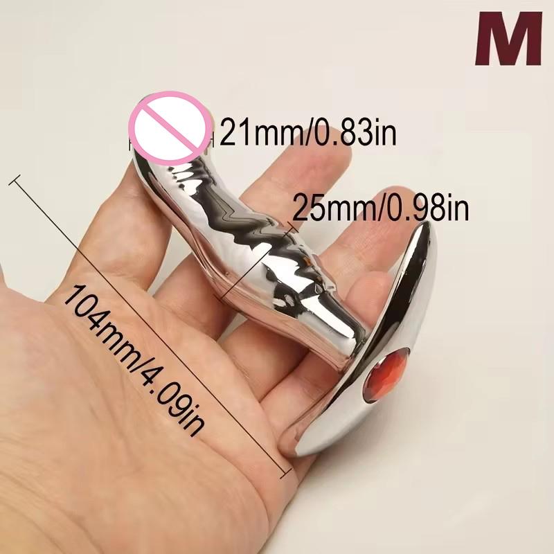 Metal Anal Dildo Sex Toys,Curved Butt Plug,Ass Anus Dilator,Analplug Buttplug With Jewelry Base,Prosate Massager