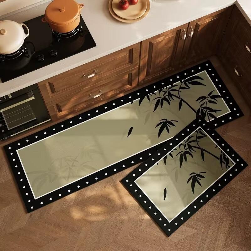 

Кухонный коврик Нескользящий Водонепроницаемый Маслостойкий Ковер Кожа ПВХ Черно-белый Минималистичный Текстурный Коврик Длинный Коврик Домашний Декор 1pc 50x80cm