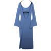 WONEM Long Sleeve Knit Long Dress F Blue Open Back Women Used