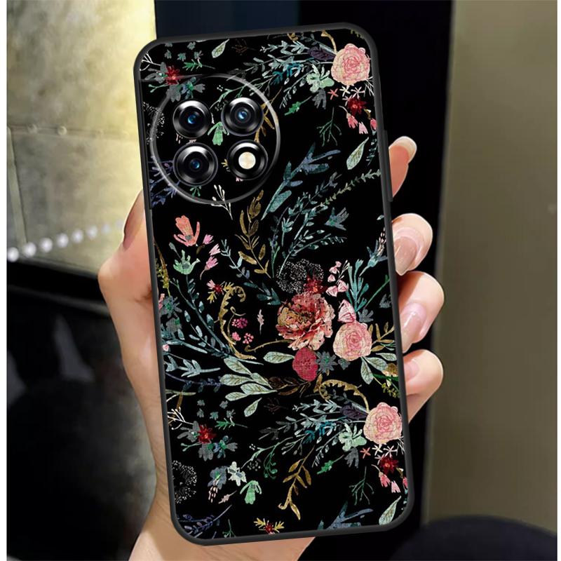Midnight Floral Cover For OnePlus Nord 4 CE 3 2 Lite N30 N20 N10 OnePlus 13 12 11 10 Pro 10T 8T 12R 13R Case