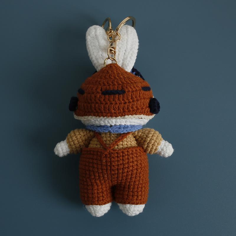 Pilot Design Cute Rabbit Crochet Keychain Handmake Crochet Animal Doll Keyrings For Bag Pendant Knitting Rabbit Keychain Custom