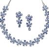 Rhodium Plated Silver Toned White American Diamond Studded Flower Shaped Jewellery Set For Girls and Women
