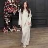 American Women's Clothing Cross-border Foreign Trade 2026 Light Mature Summer New V-neck Long-sleeved Waist Temperament Fishtail Commuter Dress