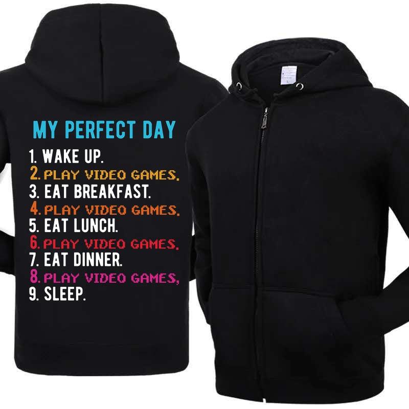 

Плюс размер Gamer S Ideal Day с принтом, куртка с капюшоном на молнии, мужская модная свободная мужская одежда с капюшоном