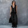Summer Ruffle 2 Piece Sets for Women Sleeveless V Neck Tank Top And Wide Leg Pants Sets Casual Loose Loungewear Outfits