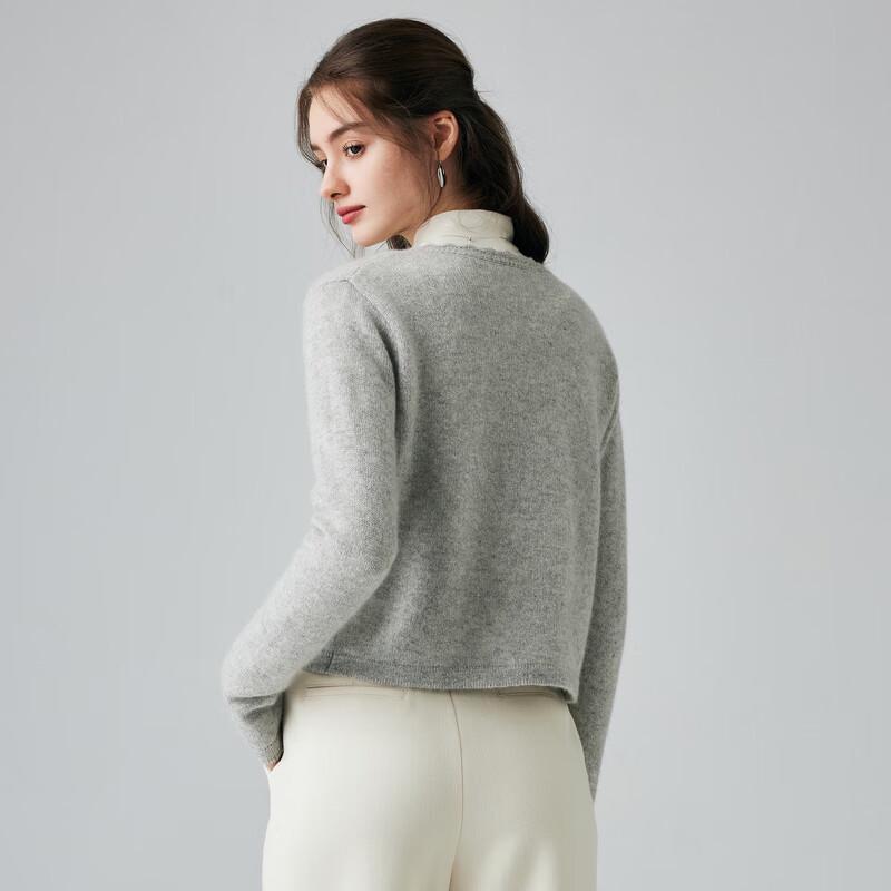 PALUOPO Women's Embroidered Cashmere Crew Neck Cardigan