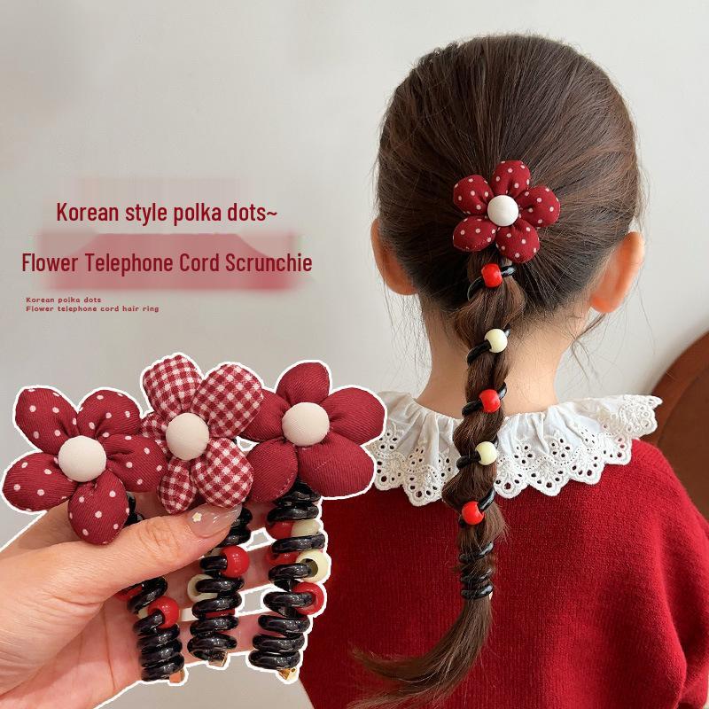 Red Polka Dot Hair Ties for Girls - Princess Baby Updo Ponytail Accessories