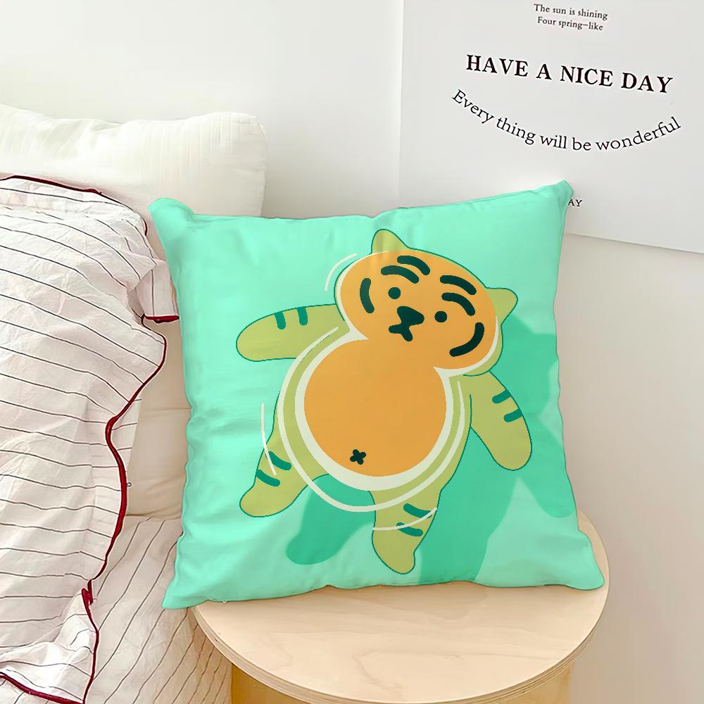Cute Cartoon Funny Art Surfing M-muzik Tiger Cushion Cover Soft Pillow Case for Sofa Living Room Home Decor Protective Covers