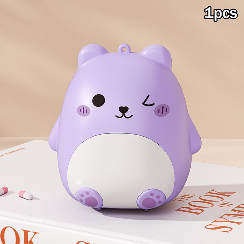 Cute Cartoon Small Bear Portable Double-Layer Compartment Going Out Packed Separately Medicine Storage Plastic Pill Box