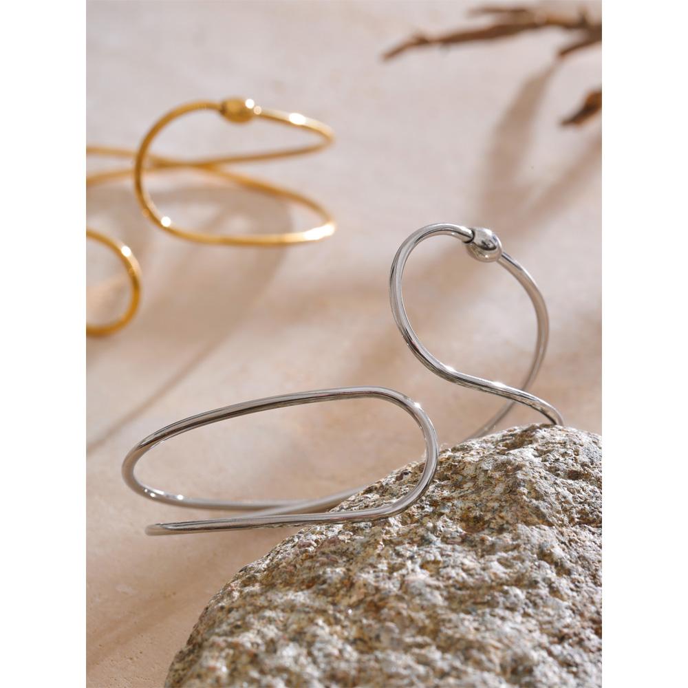 Eetit Minimalist Stainless Steel Double Layer Hollow Cuff Bracelet Bangle PVD Plated Fashion Geometric Waterproof Wrist Jewelry