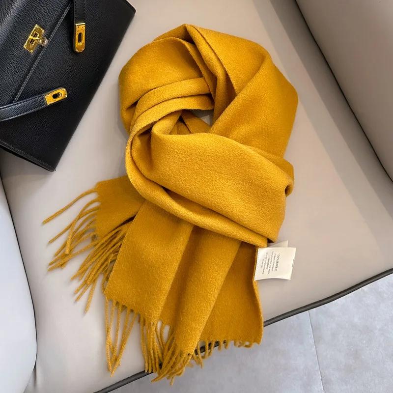 Winter Narrow Scarf 28 Color 100% Wool Scarf Hot Selling Solid Color Scarf Men's and Women's Universal Warm and Cold Proof Scarf