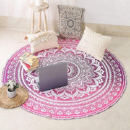 Round Table Cover Bohemia Indian Mandala Table Cloth Fabric Peacock Father Tablecloth Mediterranean Style Kitchen Round TableCloth Boho
