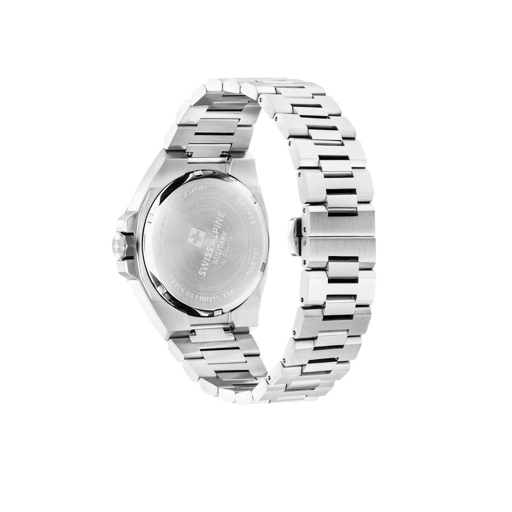 Swiss Alpine Military Typhoon Stainless Steel Blue Dial Quartz 7005.1135 100M Men's Watch