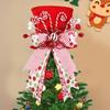 Classic Christmas Tree Top Hat Decoration - 1Pc with Candy Bar & Bow Ribbon Ideal for Christmas Tree Adornment & Table Decor