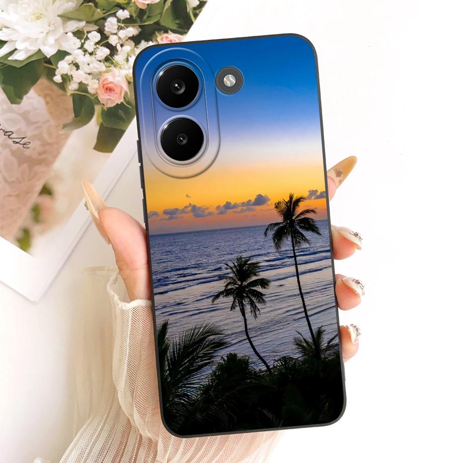 Soft Silicone Funda For Xiaomi Poco X8 Pro Max Redmi Turbo 5 Max Phone Case Vintage Starry Cherry Bow Printed Daisy Bumper