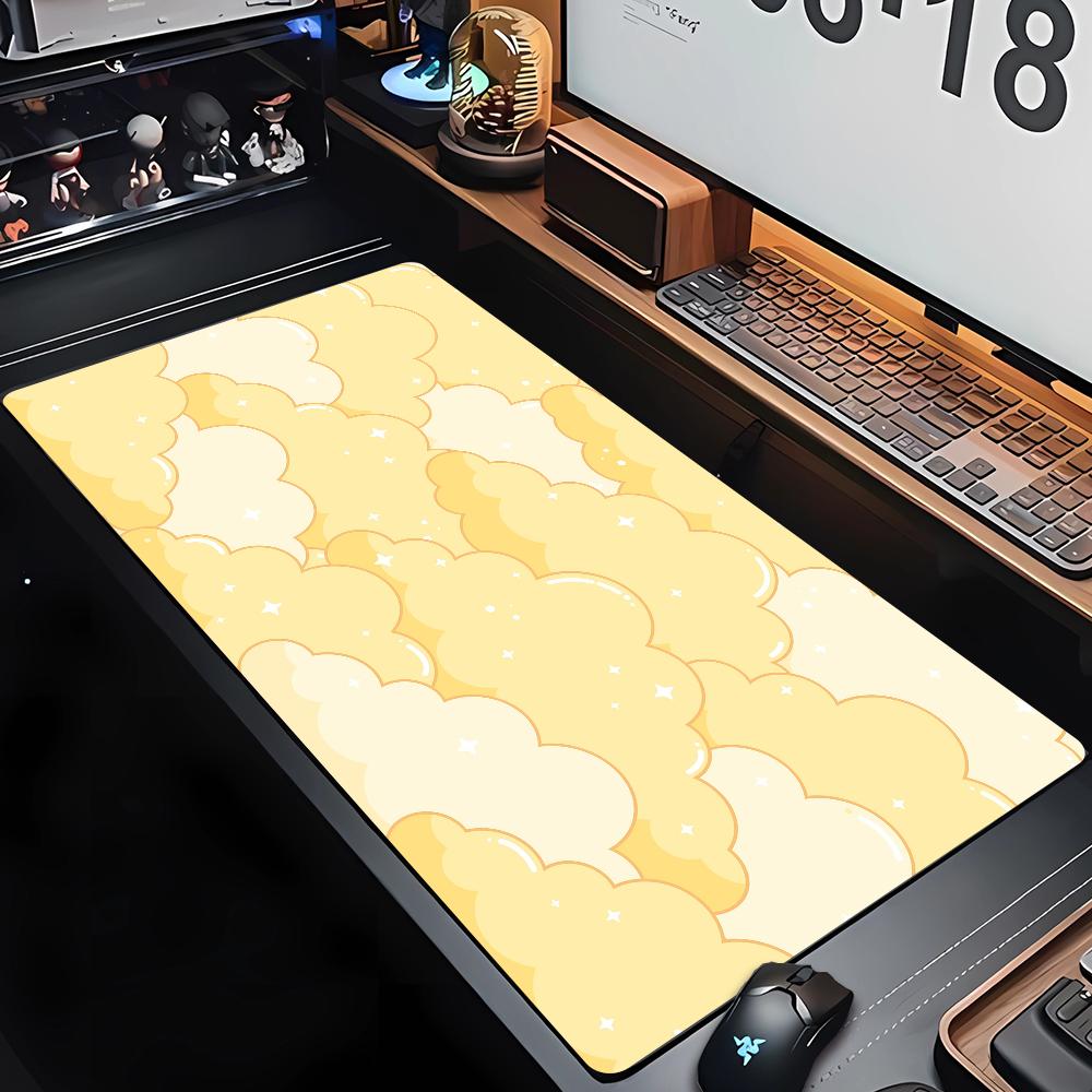 Large Size Pink Mousepad Pastel Clouds Desk Mat Kawaii Cartoon Mouse Pad Rubber Table Mat Extended Gaming Lock Edge Keyboard Mat