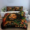 Set Biancheria da Letto Stile Reggae con Stampa One Love (1 copripiumino, 2 federe, piumino non incluso)