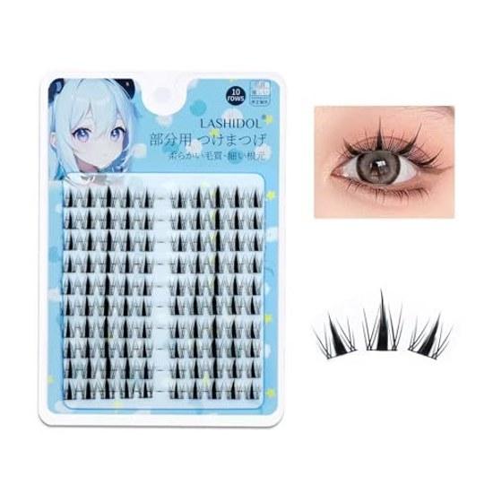 LASHIDOL Partial Use False Eyelashes Large Capacity Eyelash Natural Undetectable (10rows-Leaf)