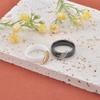 JeeMango High Quality Black White Ceramic Ring For Women Stainless Steel Crystal Wedding Ring Finger Jewelry  R25060