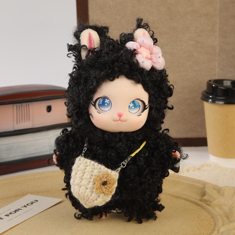 Cute Cat Plush Doll Keychain Kawaii Vinyl Face Bag Charm Soft Stuffed Backpack Pendant Collectible Gift For Girls Women