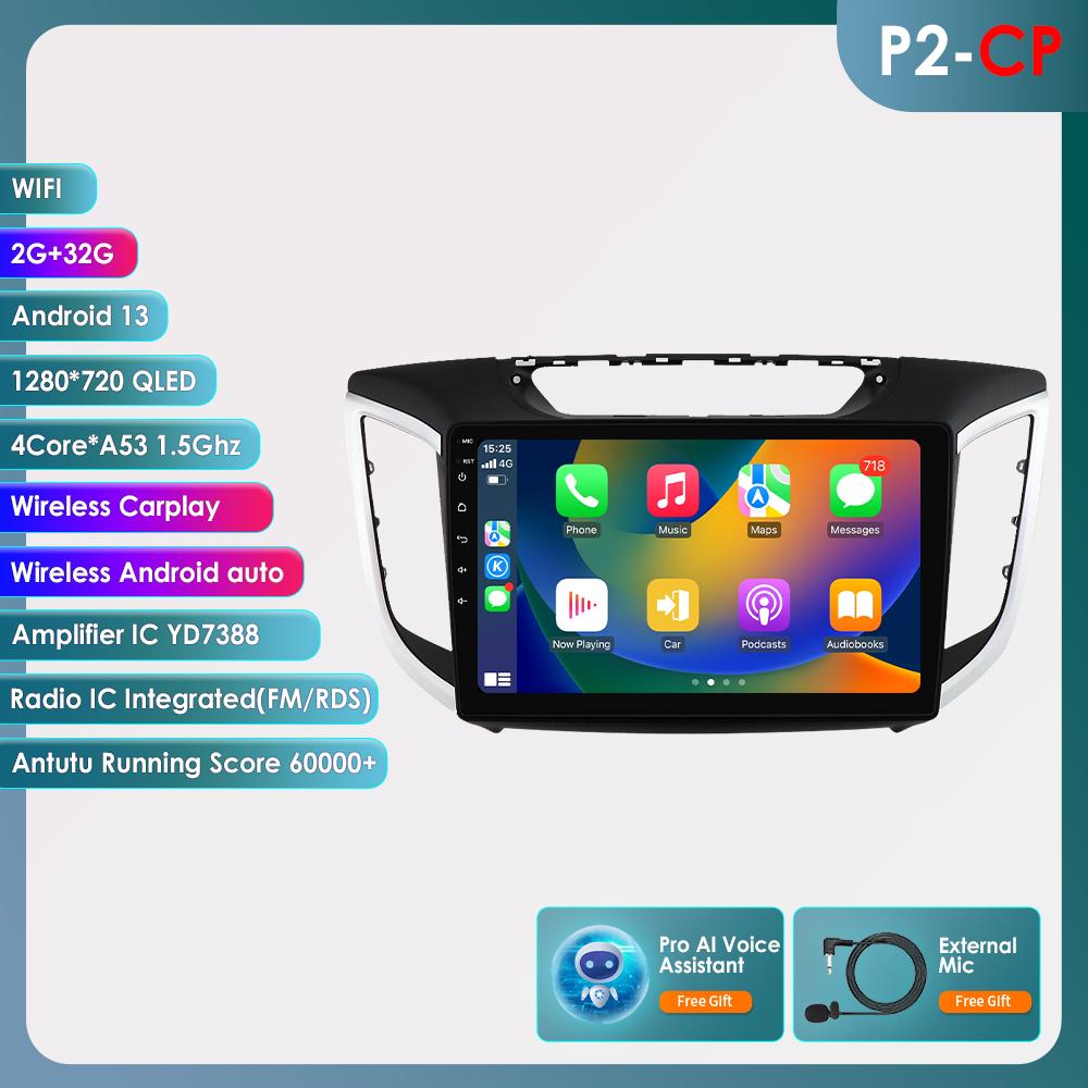 Hizpo 8+128 Android 12 Radio auto pentru Hyundai Creta IX25 2015 2016 2017 2018 2019 Player video multimedia Navigație GPS 2din Carplay 4G SWC Unitate principală