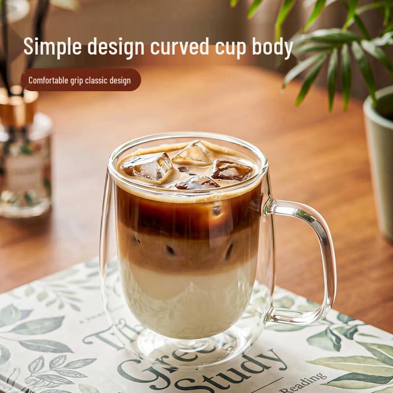 Double-Layer Glass Coffee Mug with Handle