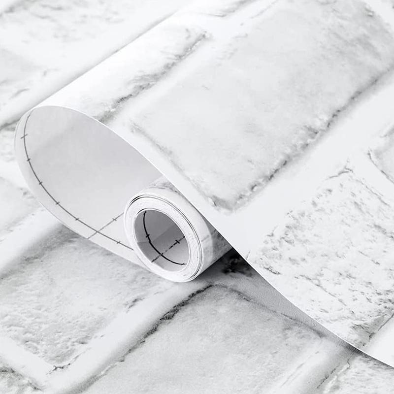 Brick Wallpaper Peel and Stick Self-Adhesive Wall Paper Grey Brick Contact Pape for Bedroom Living Room Decoration DIY Stickers