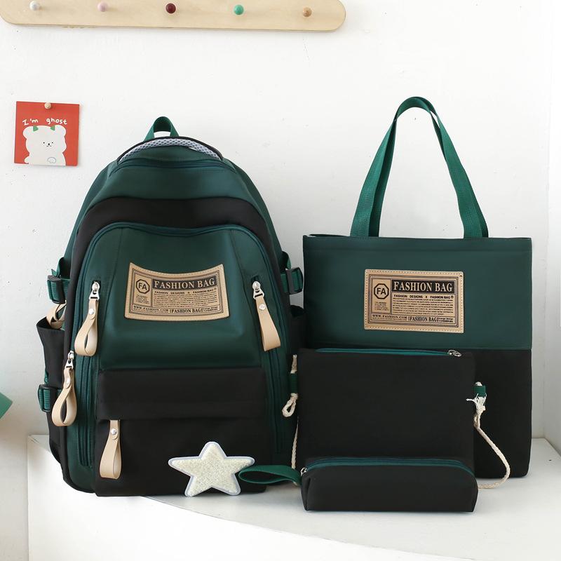 Schoolbag New Middle School Student High School Large-capacity Schoolbag Women's Fashion Casual Contrasting Color Backpack College Backpack Wholesale