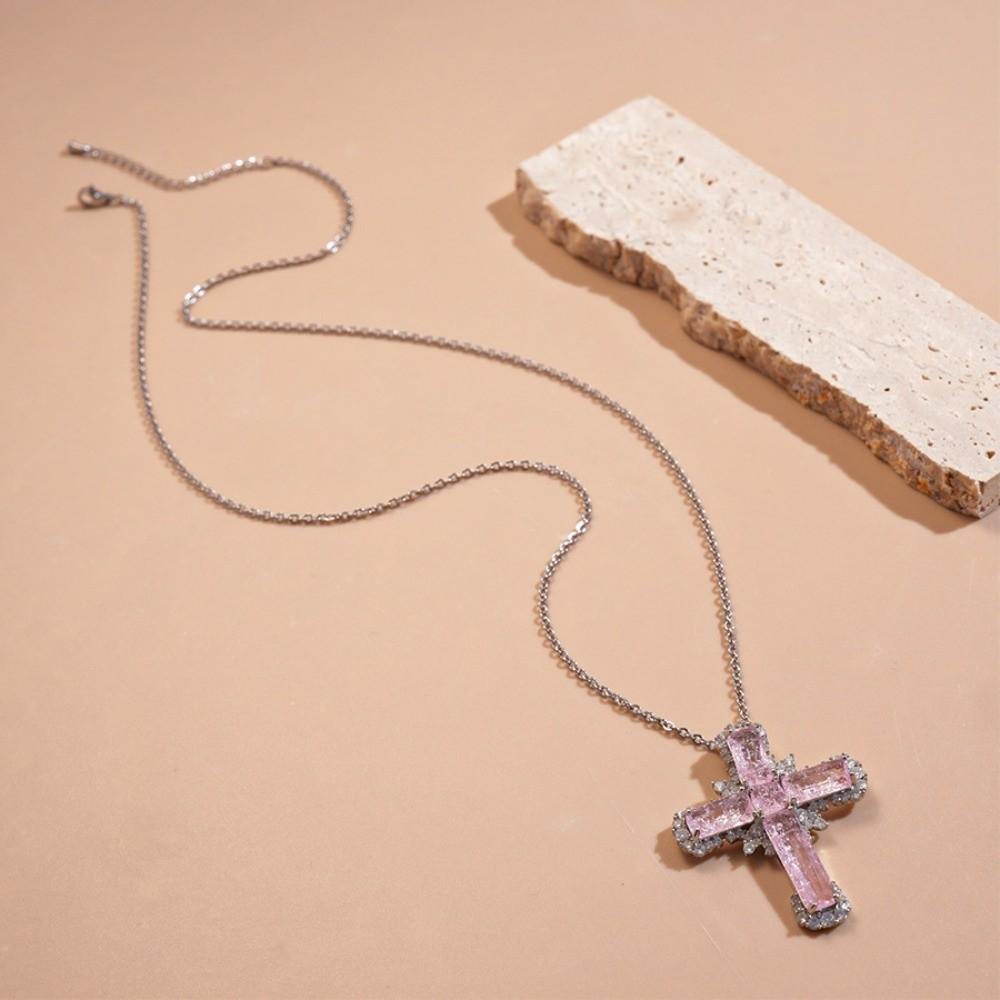 Jewelry Cross Necklace Rhinestone Cross Pendant European American Cross Choker Chain  Girls
