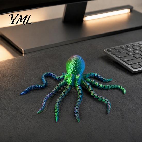 Stress Relief Fidget Toy 3D Printed Octopus Sea Animal Toy, Flexible Articulated Tentacle Figurine, Desktop Decoration Ornament with Movable