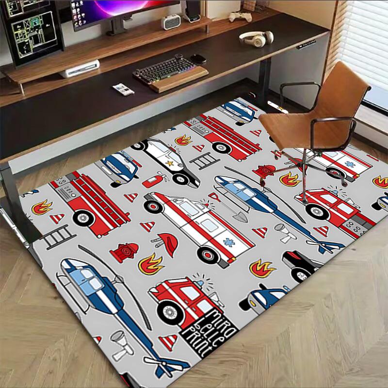 1PC ambulance firetruck Extra Large Non Slip Floor carpet, Office, family, bedroom, Studio   Large Area Rug Indoor Rugs, , Vibrant Colors