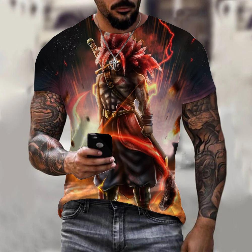 European and American 3D printing T-shirt new men s casual animation digital printing short sleeves S