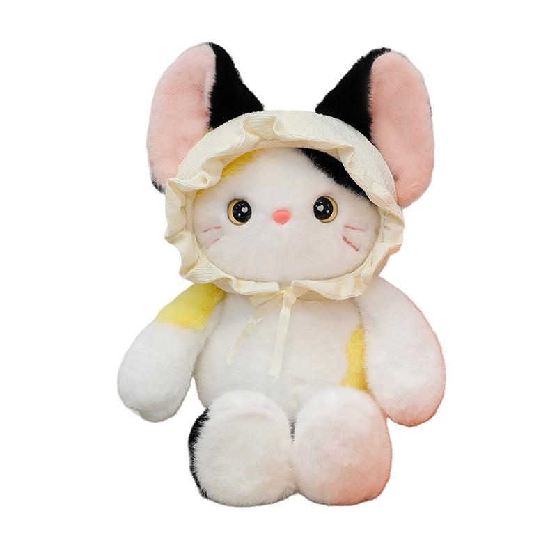 New baby hat bear plush toy children sleep soothing cat throw pillow girl rabbit doll