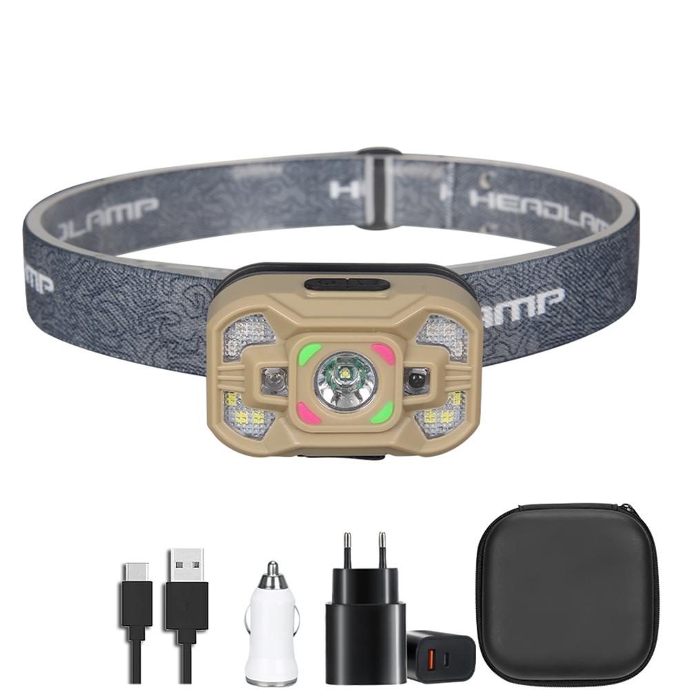 Led Strong Light Headlamp USB Rechageable Motion Sensor Headlight Portable Fishing Camping Outdoor Head Lamp Work Flashlight