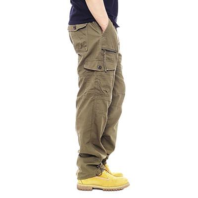 Spring Autumn Casual Multi Pockets Long Trousers Men's Cotton Cargo Pants  Men Straight Slacks Pants Men's Casual Pants