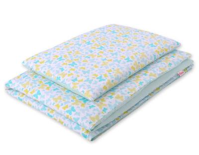 Double-sided 2-piece Cotton Children's Bedding - Blue Butterflies