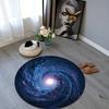 Mystical Blue  Purple Galaxy Print Round Mat – Machine Washable Indoor Rug for Bedroom  Living Room