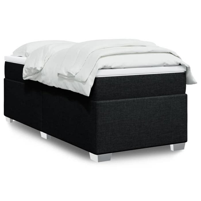 VidaXL Sommier à lattes de lit avec matelas Noir 90x200 cm Tissu, lit, lit à plate-forme, lit à panneaux, meuble de chambre 3285104