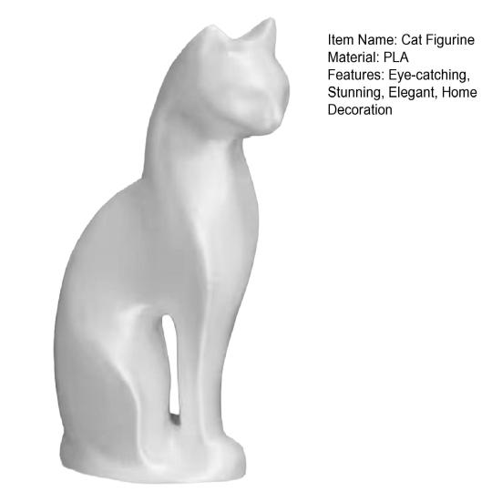 Cat Figurine 3D Printed Small Cat Sculpture Collectible Animal Desktop Ornament for Home