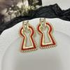 Retro Niche Unique Personalized Key Keyhole Earrings Temperament Advanced Sense Catwalk Versatile Earrings