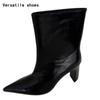 Street Style Pointed Toe Women Ankle Boots Fashion Square Heel Dancing Party Prom Shoes Laides Concise Short Booties