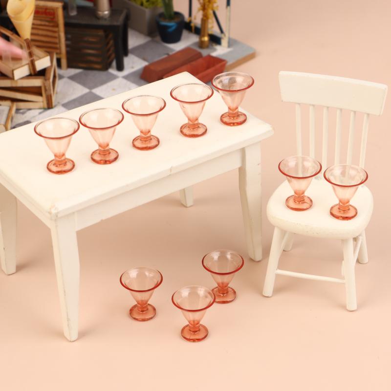10 Stück 1/12 Puppenhaus Simulation Mini Hochfuß Champagnerglas Ornament Spielzeug Puppenhaus Miniatur Zubehör Dekoration Spielzeug