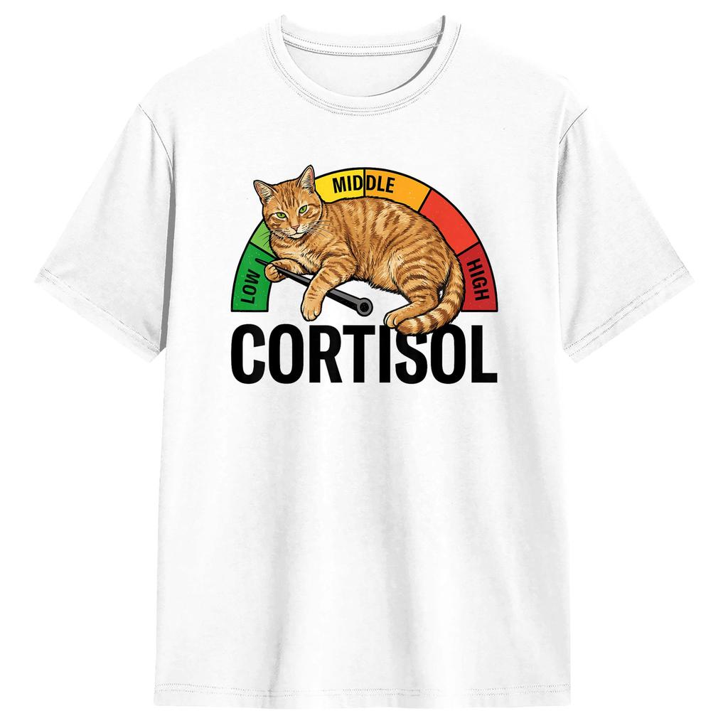 Sloth Low Cortisol Level Meme TShirt Summer Popular T Shirts Unisex Cotton Crewneck Plus Size Tees Short Sleeves Funny Tops