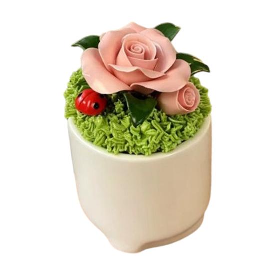 Handmade Mini Flower Figurine Artificial Ceramic Flowers in Pot for Car Dashboard Bathroom Home