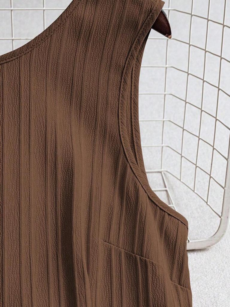 High-Quality Sleeveless Knit Midi Dress - European and American Style