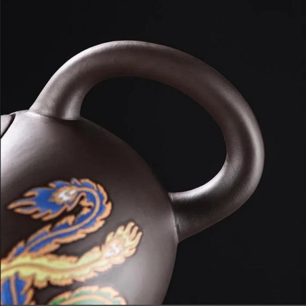 Ceramic Purple Clay Teapot Color-changing Hand-made Teapot Tea Cup Set Dragon and Phoenix Design Infuser Teapot Tea Maker
