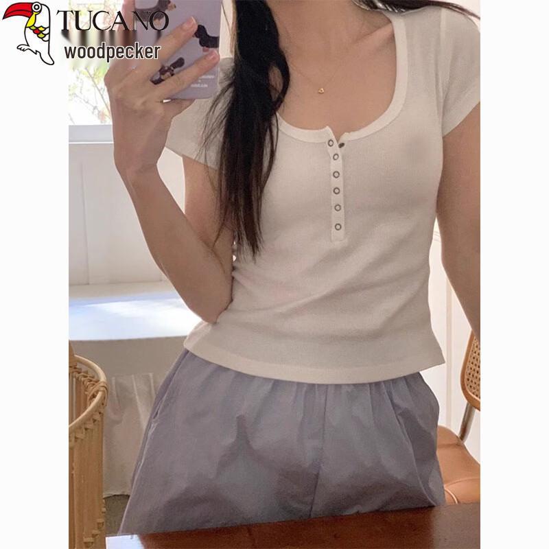 Woodpecker Women's U-Neck Cotton Short Sleeve T-shirt
