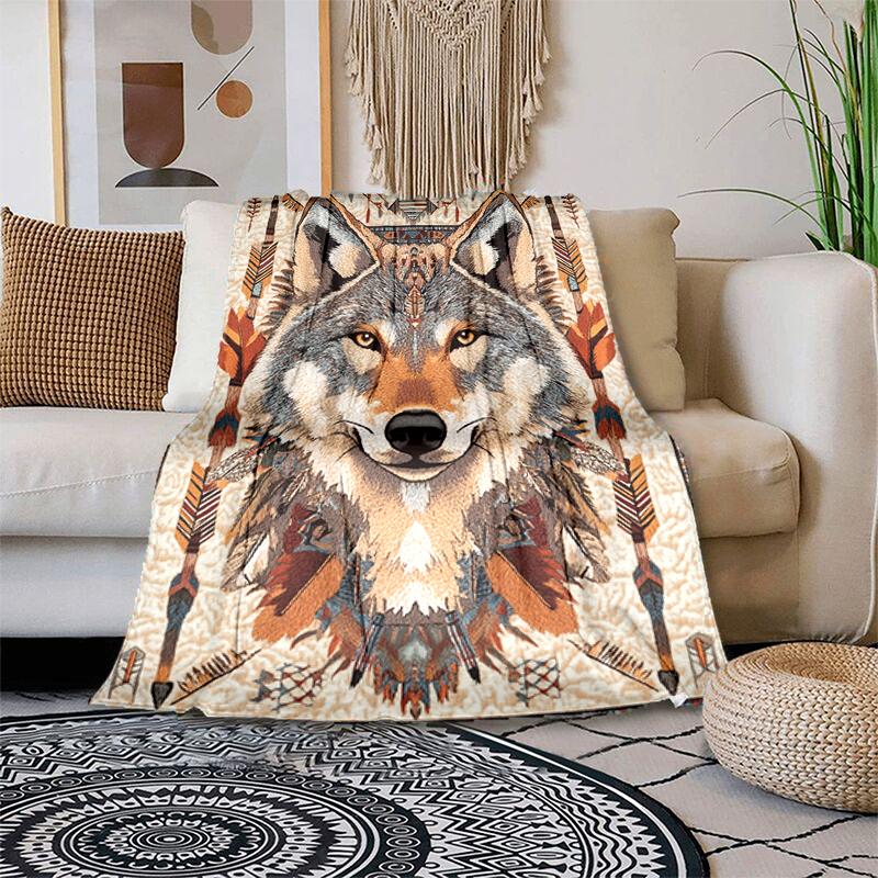 1PC Wolf Elements printed blanket, all season lightweight home office outdoor nap multifunctional blanket A7