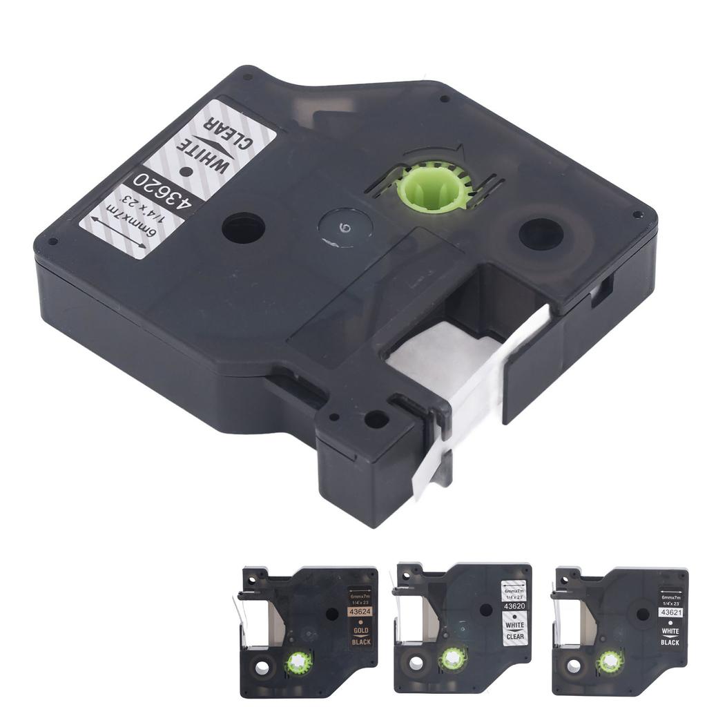 Fita para etiquetadora de 6 mm de largura e 23 pés de comprimento, à prova d'água, resistente a óleo, PET, transparente, para LMPC 16596 L