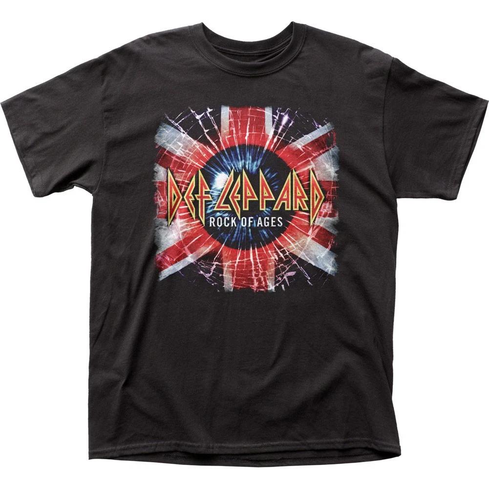 Def Leppard Rock Of Ages Union Jack Mens T Shirt Music Classic Band Tee Black 4XL